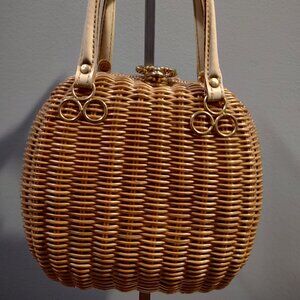 Very Rare 1960's era vinyl coated basket weave handbag